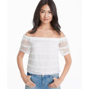 White House Black Market Off Shoulder Fringe Top